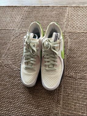 Nike Cream Mesh Sneakers with Lime Green Swoosh